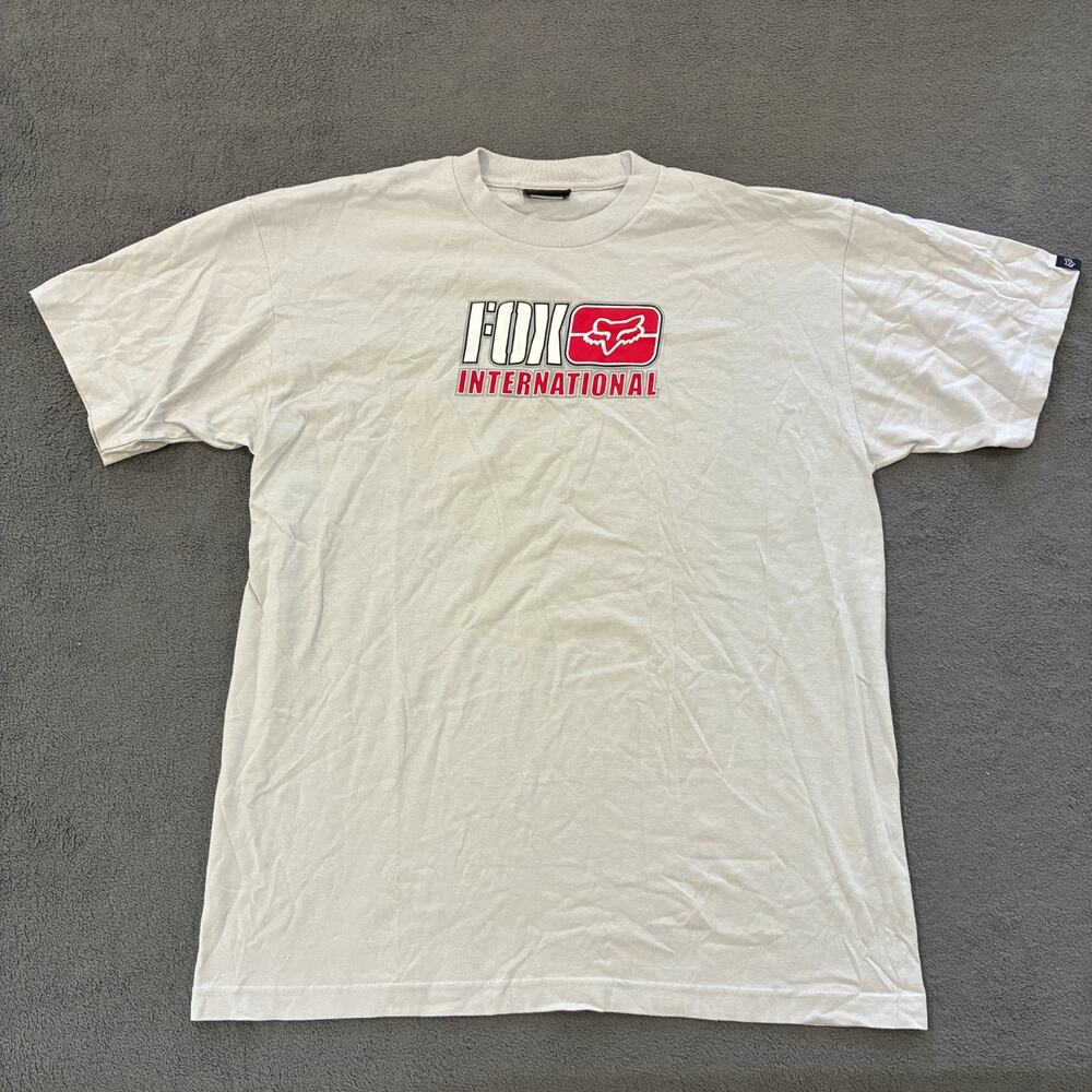 Fox Racing International Off-White Graphic Short Sleeve T-Shirt Men's Size XL